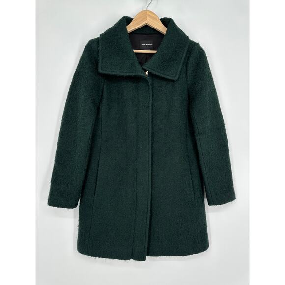 Club Monaco Abelar Coat Wool Blend Boucle Peacoat Jacket Bottle Green